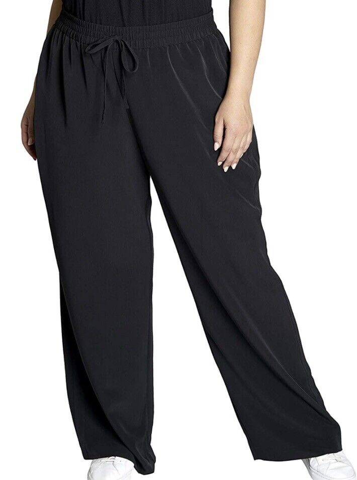 美单du春夏季大码女装松紧高腰直筒裤阔腿裤wide leg pants 女装/女士精品 大码裤装 原图主图