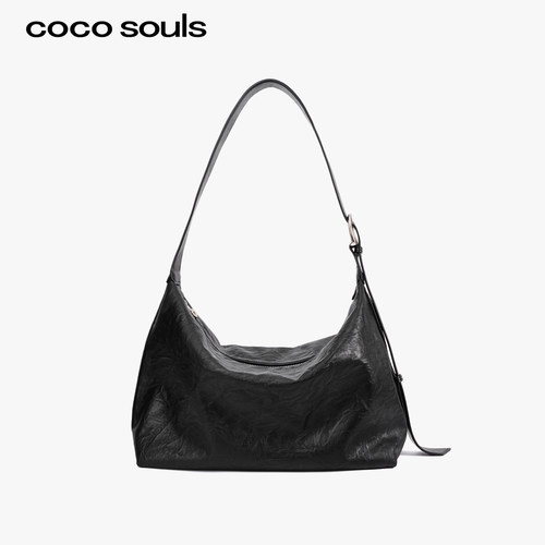 CoCo Souls真皮大容量托特包男女同款慵懒风斜挎包2025新款单肩包