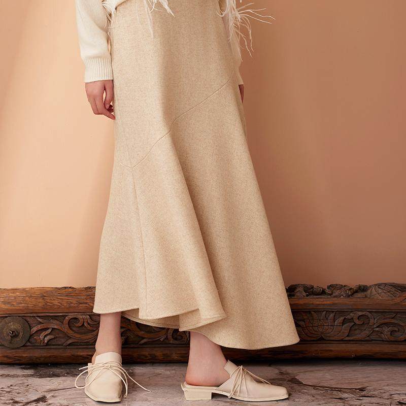 如意连云【梨初】全羊毛粗花呢A字鱼尾半身裙女口袋松紧腰裙子,女装/女士精品,半身裙,淘宝优惠券,粉丝福利购,淘宝优惠卷