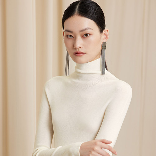 无缝一体美利奴羊毛高领打底衫