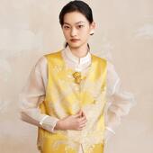 国风复古盘扣背心 对花提花织锦缎马甲女新中式 如意连云 怀音