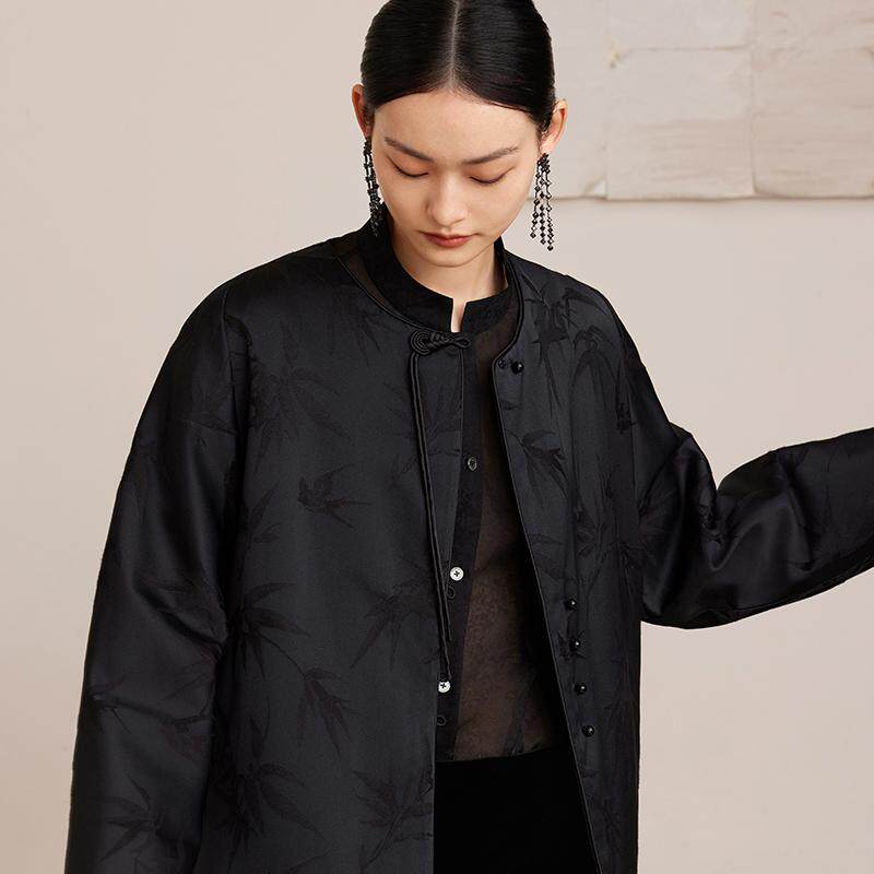 如意连云【砚洲】缎面提花竹纹外套女新中式国风玉石珠盘扣棉服,女装/女士精品,棉衣/棉服,淘宝优惠券,粉丝福利购,淘宝优惠卷