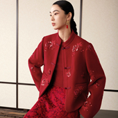 珠片绣羊毛毛呢棉服女新中式 新年款 盘扣夹棉外套 丹若 如意连云