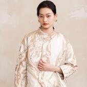 如意连云 国风金属扣上衣 短外套女新中式 洛笙 偏襟提花七分袖