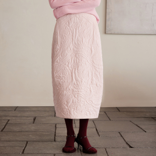 羊毛绗棉绣花半身裙女新中式 冬新款 松紧腰花苞裙 晟岚 如意连云
