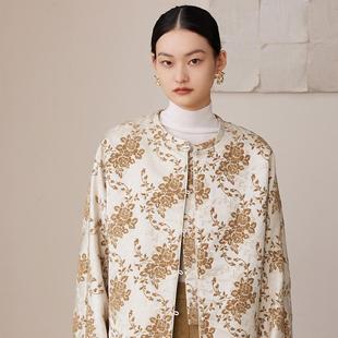 如意連云 國(guó)風(fēng)珍珠扣棉服 雪尼爾織金提花夾棉外套女新中式 竺晏