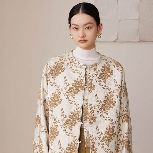 新中式国风雪尼尔织金提花棉服