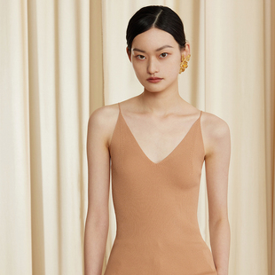 女细肩带V领内搭外穿背心 无缝一体针织吊带衫 如意连云 春秋新款