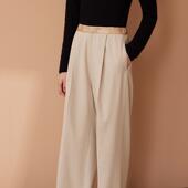 纾恩 高腰羊毛休闲裤 女新中式 如意连云 国风叠褶显瘦阔腿长裤