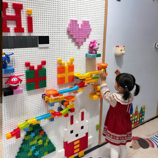 儿童积木墙大颗粒底板玩具DIY定制益智组合壁挂式幼儿园走廊玄关