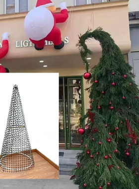 铁管超大型歪脖子圣诞树diy钢管框架新鲜天竺少女枝圣诞氛围场景