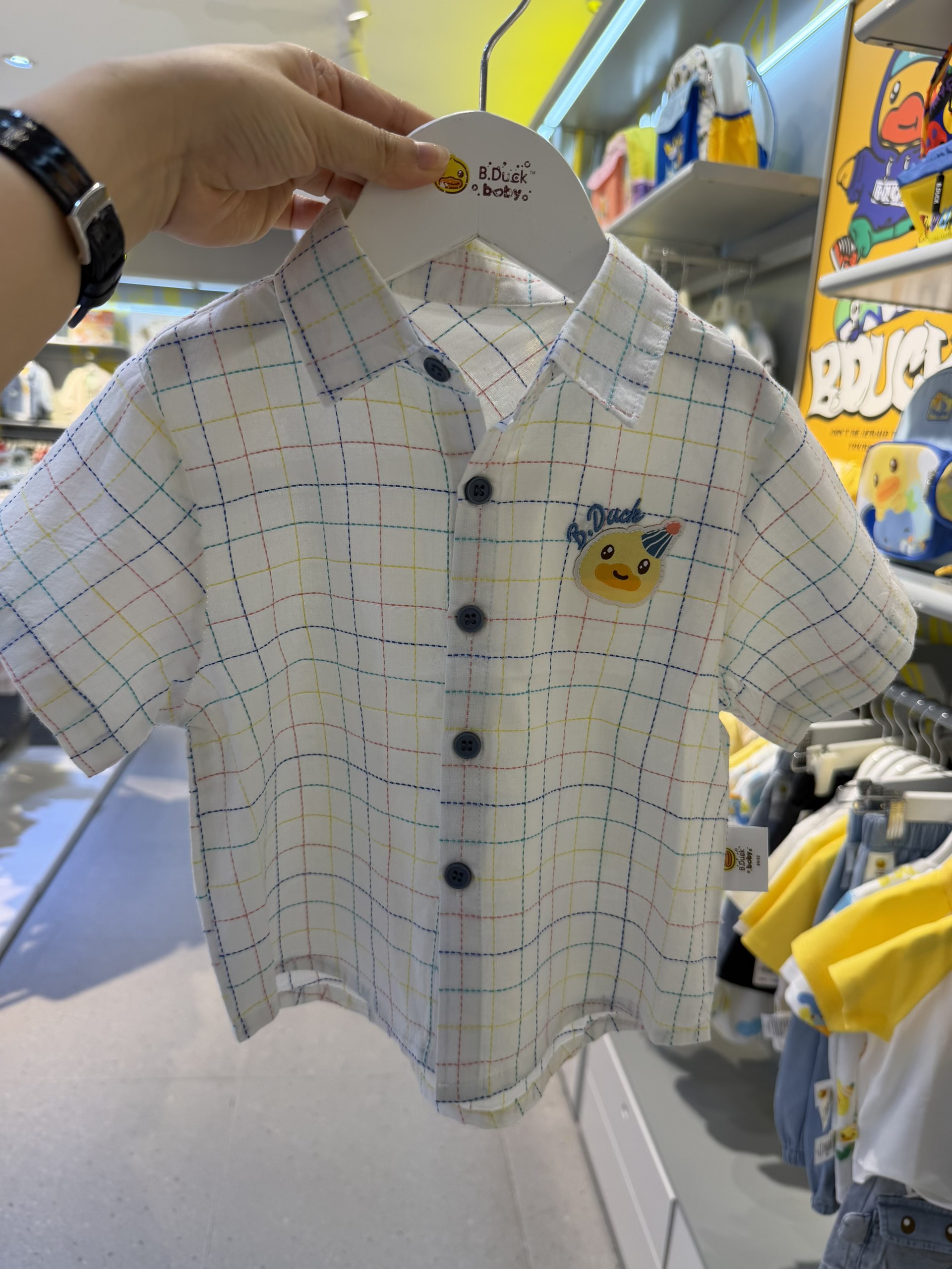特价小黄鸭男童装短袖衬衫夏薄棉半袖透气2709199卡通80-110棉麻