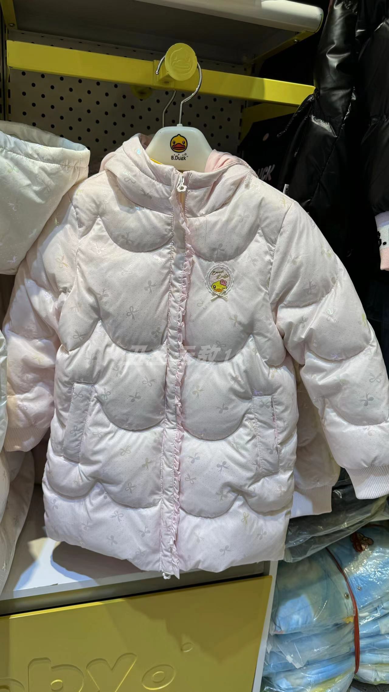 正品小黄鸭儿童羽绒服5416538女童长款白鸭绒外套冬季保暖不退换