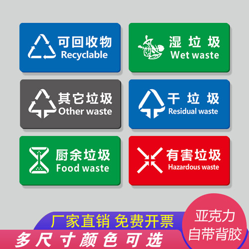 亚克力垃圾分类标识牌