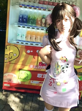 梨屋pearhouse 原创 亚文化印花阿宅风粉色蝴蝶结中华娘旗袍2024