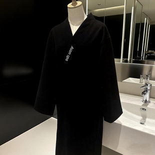 新款 美容院专用高级感裹胸裙浴裙浴衣定制logo 黑色Spa浴袍男女款