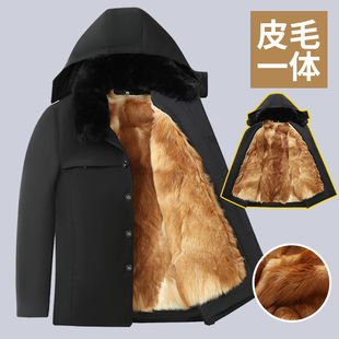 冬季男士皮毛一体棉袄真毛保暖加厚中老年冬棉服东北羊皮袄爸爸装