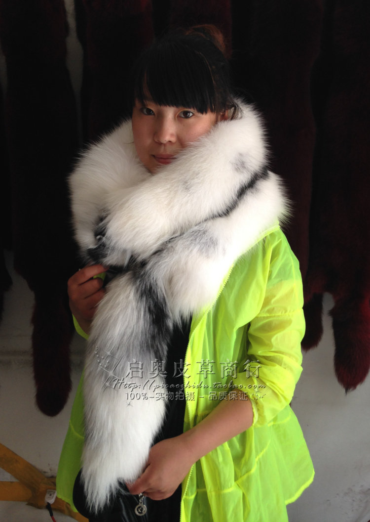 狐狸围脖整只狐狸皮草围巾整皮 蓝狐银狐火红 保暖裘皮毛披肩男女