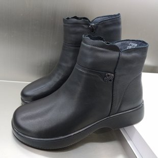 夏发真皮女鞋2025新款冬季加绒保暖二棉鞋头层牛皮短靴软底马丁靴