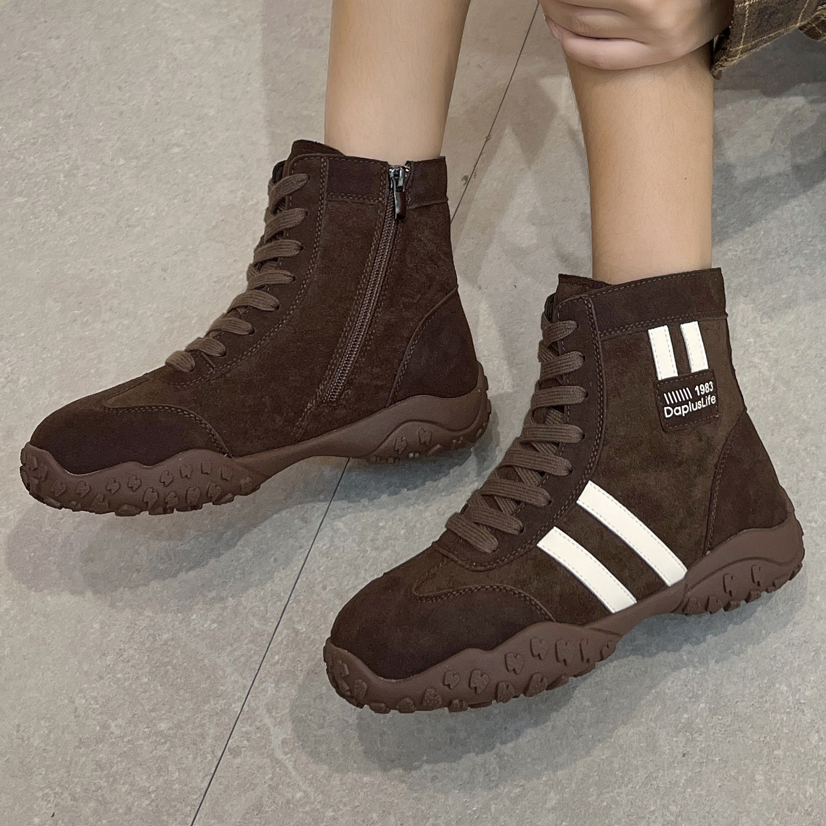 夏发真皮高帮棉鞋冬季加绒马丁靴