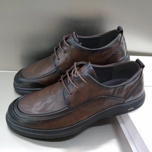 夏发男鞋2025新款秋季头层牛皮商务休闲男士皮鞋系带软底舒适单鞋