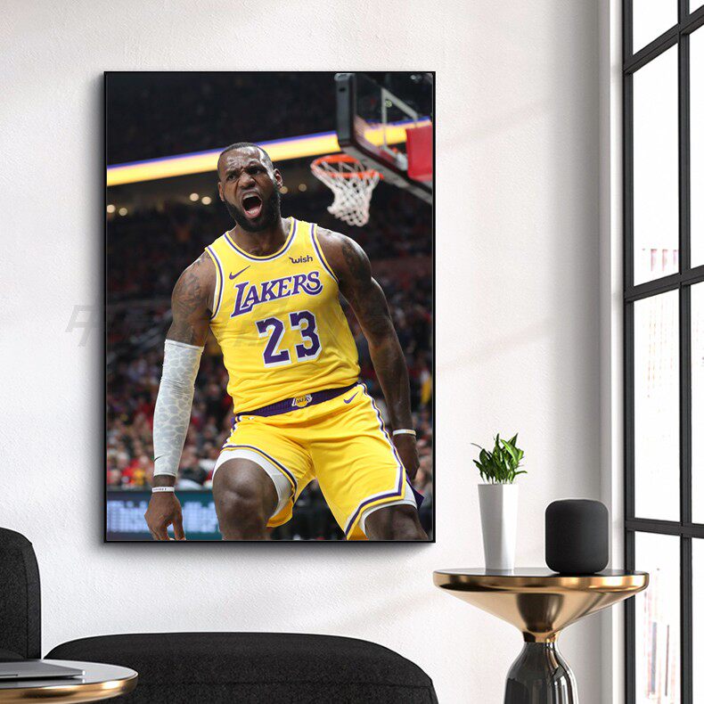 詹姆斯挂画篮球NBA球星湖人海报墙饰体育商店壁画球迷画詹皇墙画