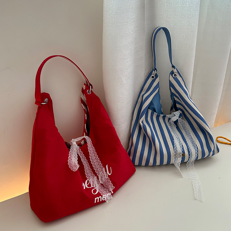 夏天包包女新款韩式条纹帆布包慵懒风单肩包上班通勤松弛感布袋,箱包皮具/热销女包/男包,时尚帆布包,淘宝优惠券,粉丝福利购,淘宝优惠卷