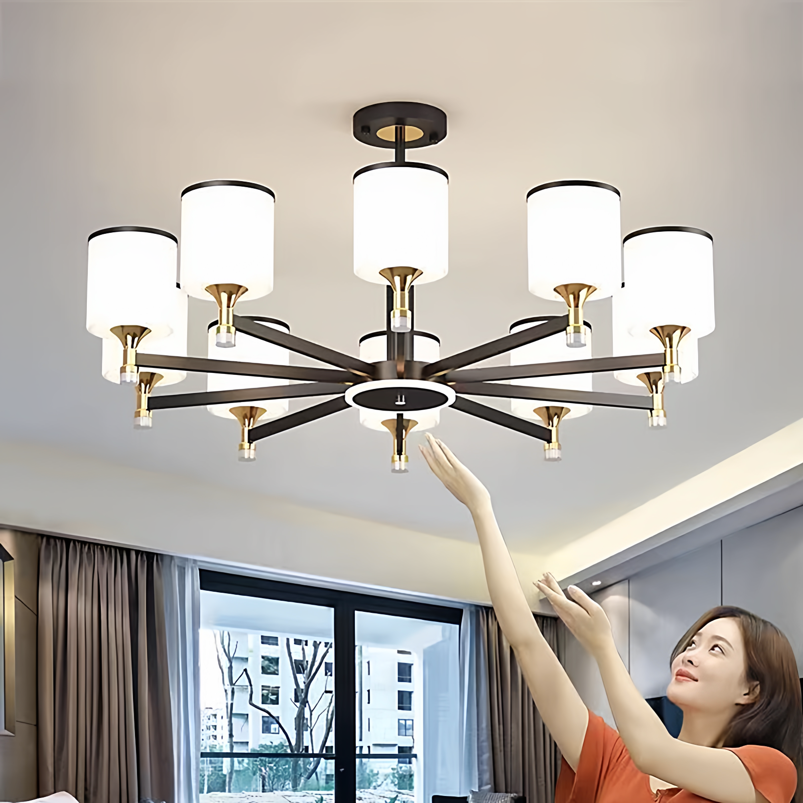 客厅吊灯2025年新款中式现代简约大气高级感轻奢餐厅广东中山灯具