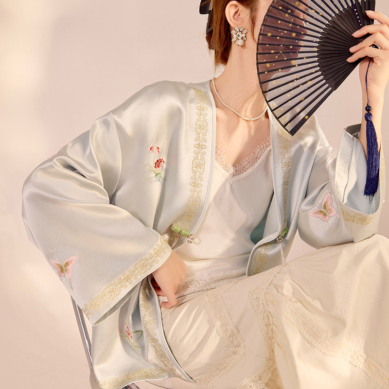 新中式高端轻奢印花刺绣气质国风春季新款外套半裙套装女 N2050