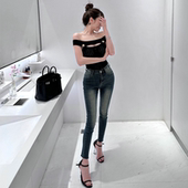 显高显瘦紧身牛仔裤 四季 女 新款 高腰九分裤 基础款 复古夏季