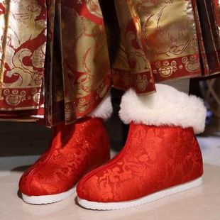 江南朱记若兰兮特别合作款冬季汉服靴子保暖布靴古风布鞋汉服鞋