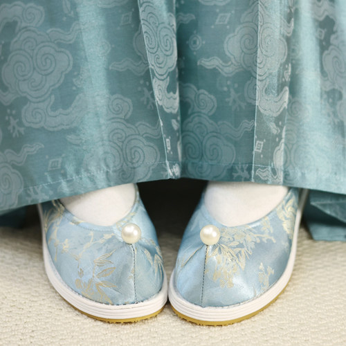 江南朱记汉服鞋【竹影】千层底汉服鞋子传统老北京工艺平跟弓鞋