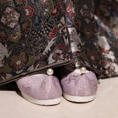 内增高弓鞋 一念居x江南朱记特别合作款 锁子纹系列汉服鞋 翘头