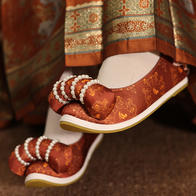 江南朱记【去踏春鸭】系列 原创云头鞋五云头登云履高跟7cm汉服鞋