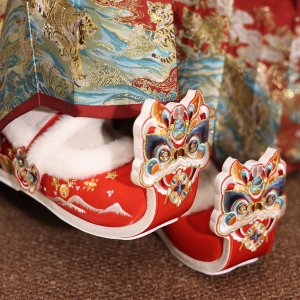 江南朱记【狮来运转】改良翘头履内增高贺岁汉服鞋平底古风登云履