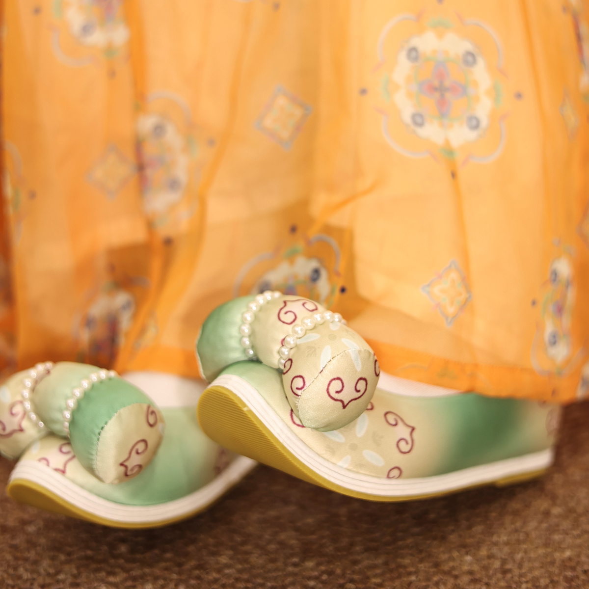 江南朱记汉服鞋【星璃】小枕头千层底平跟汉服鞋内增高百搭云头鞋