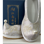 江南朱记汉服鞋 子传统老北京工艺平跟弓鞋 霞光 千层底汉服鞋