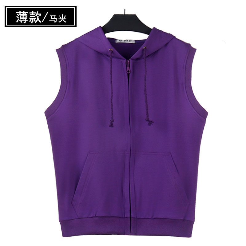 女士马甲薄款透气无袖连帽卫衣背心马夹女2023春装新款休闲外套