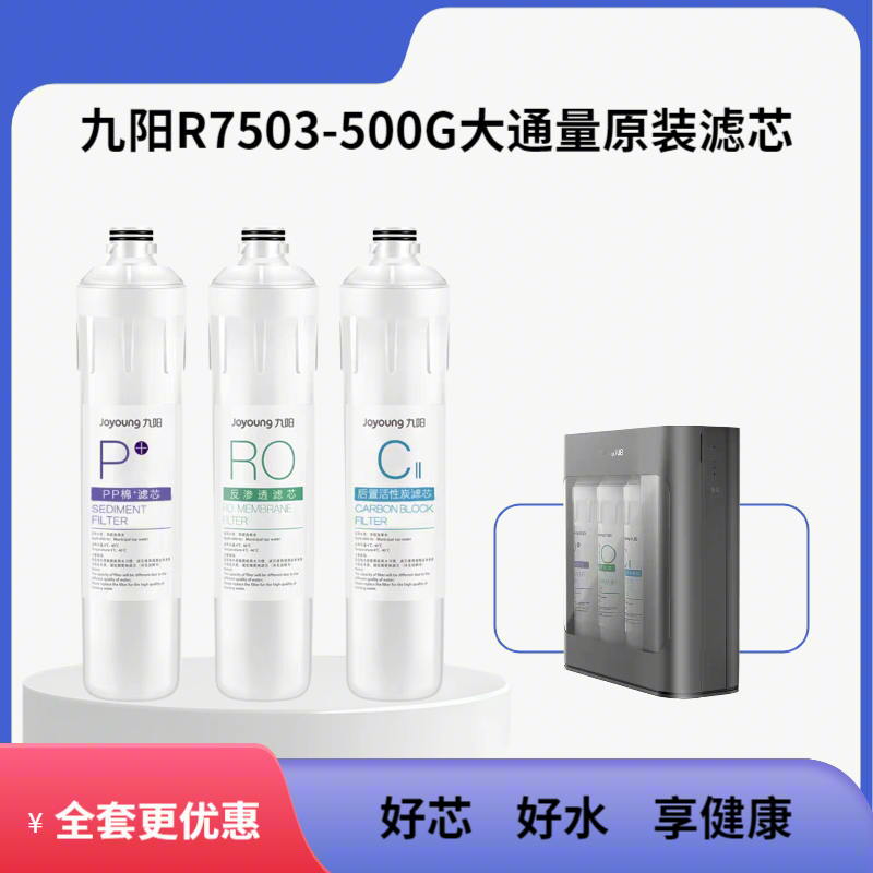 九阳净水器R7503专用滤芯500G大通量原装正品P+复合RO膜活性炭