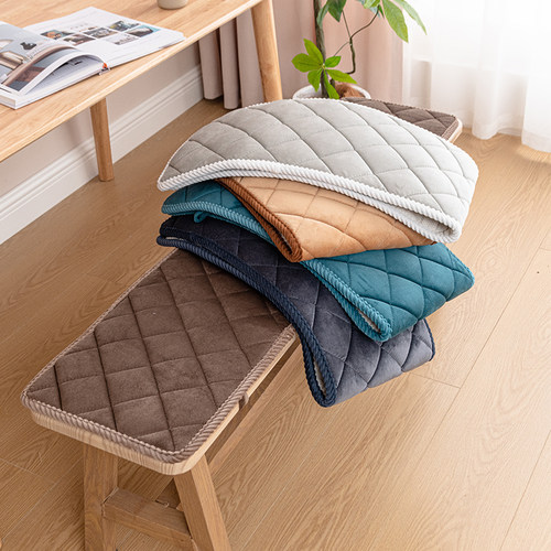 简约现代防滑有绑带加厚长凳坐垫