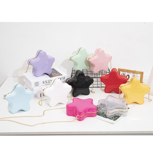 2025春夏新款果冻包星星五角星迷你小包包女斜挎单肩链条包口红包