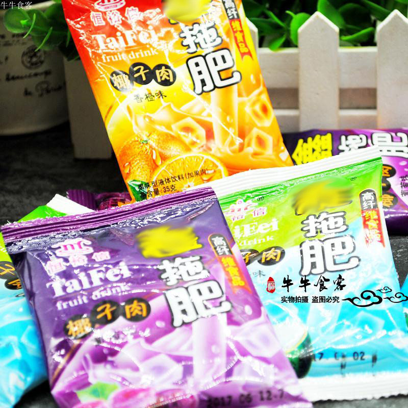 拍20袋包邮拖肥托肥椰果肉椰果粒果冻布丁80后经典怀旧零食品