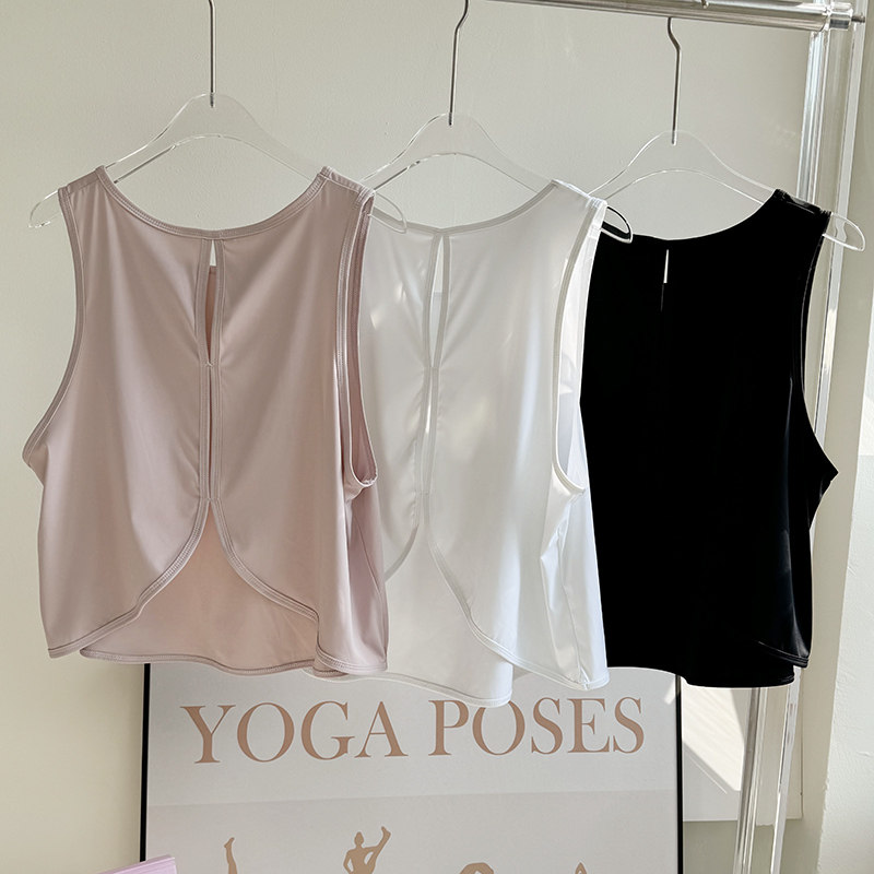 2025新款瑜伽背心女镂空美背运动罩衫 跑步健身训练短款无袖T恤