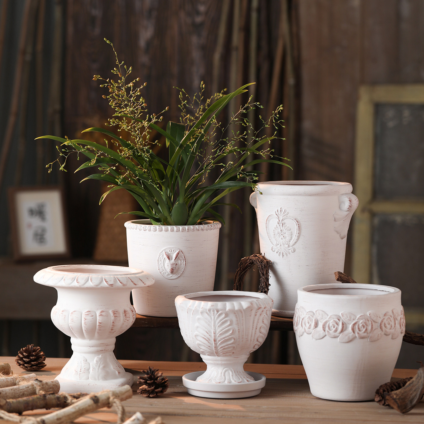 花信-细陶月牙白花盆复古宫廷简约百搭盆创意绿植花卉透气种植盆,鲜花速递/花卉仿真/绿植园艺,花盆,淘宝优惠券,粉丝福利购,淘宝优惠卷