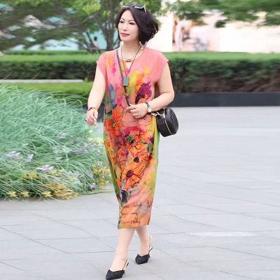 高品质！双绉真丝大码花色连衣裙