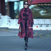 欧货秋冬阔太太高端大码 200斤茧型毛呢提花风衣外套气质宽松大衣