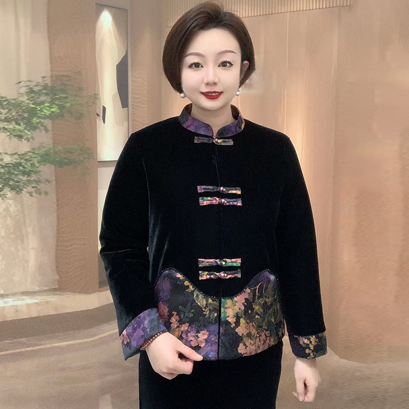 高品质!阔太太丝绒短款棉服外套