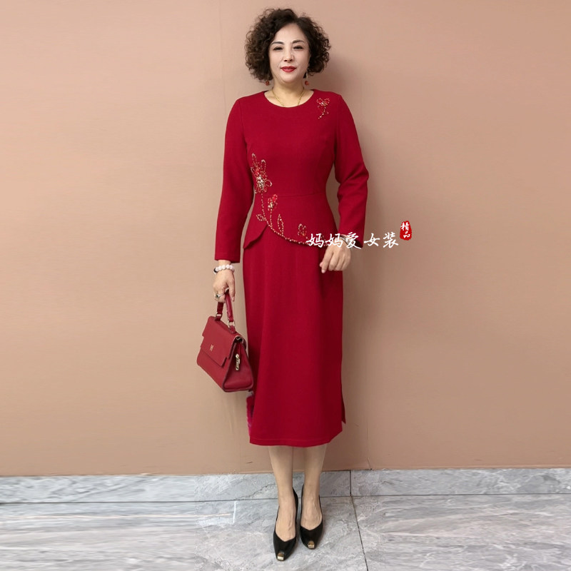 高品质!喜婆婆妈妈结婚礼服长裙