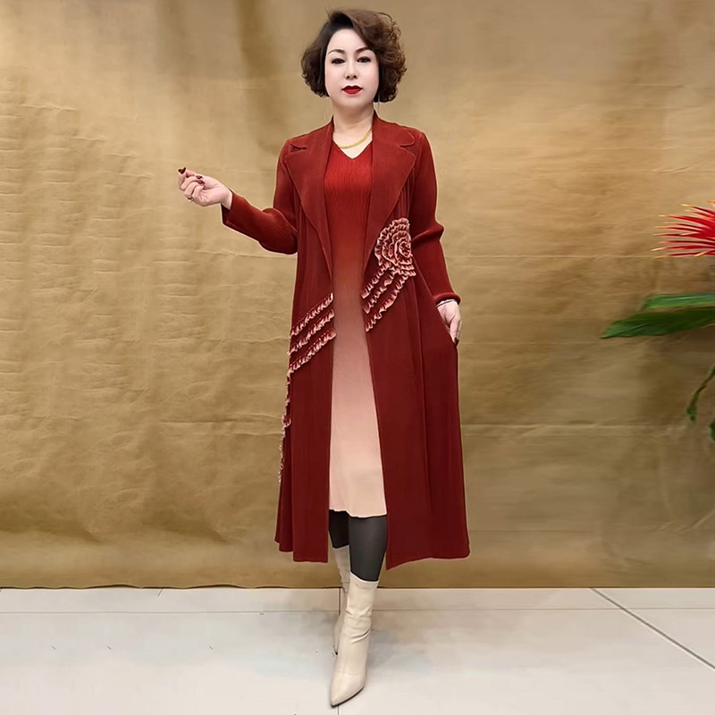 时尚渐变假两件连衣裙妈妈长裙子