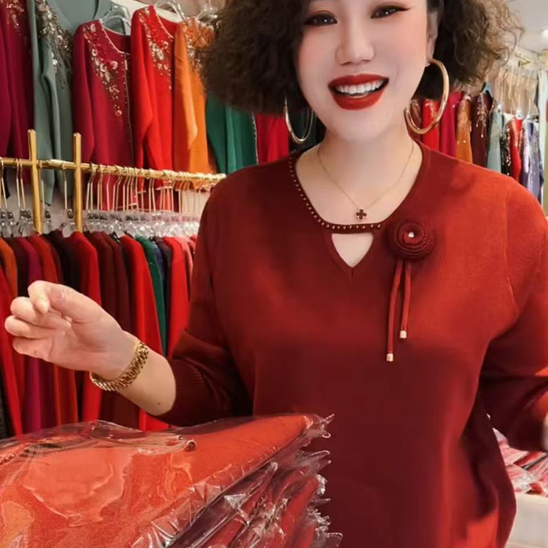高品质!精致立体花减龄针织上衣